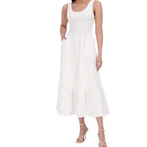 Steve Madden Ladies' Maxi Dress Scoop Neck Sleeveless, White, Size L 'NEW' - Picture 2 of 3